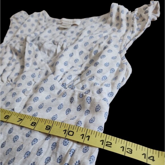 Monteau Los Angeles Empire Waist Maxi Dress Size XS Blue White Rayon Linen Blend - Picture 5 of 13